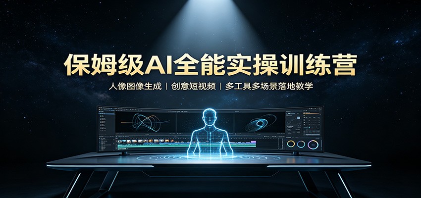 保姆级AI全能实操训练营：人像图像生成，创意短视频，多工具多场景落地教学-轻资本网