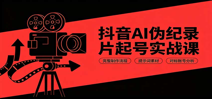 抖音AI伪纪录片起号实战课：完整制作流程，提示词素材，对标账号分析-轻资本网