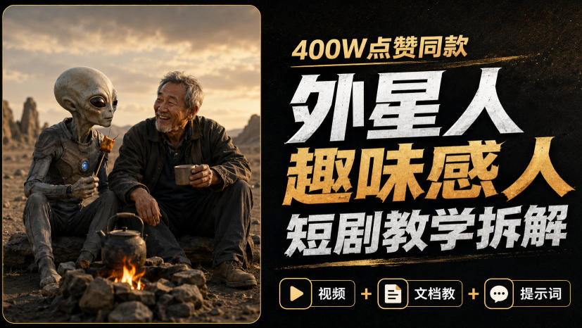 400W点赞同款外星人趣味感人短剧教学拆解，视频+文档教+提示词-轻资本网