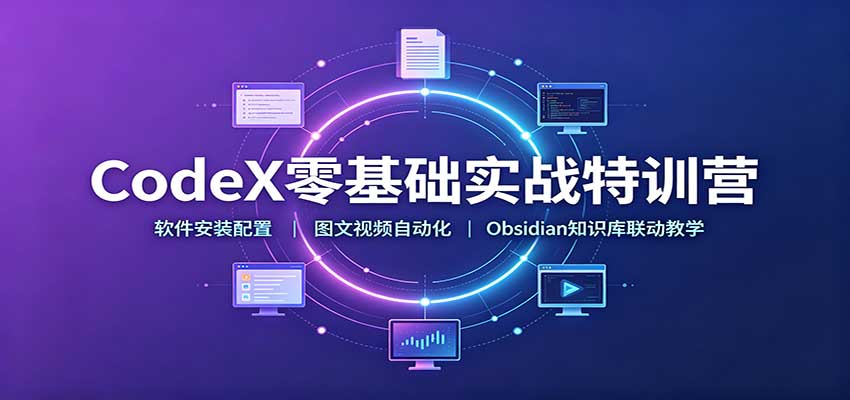 CodeX零基础实战特训营：软件安装配置，图文视频自动化，Obsidian知识库联动教学-轻资本网