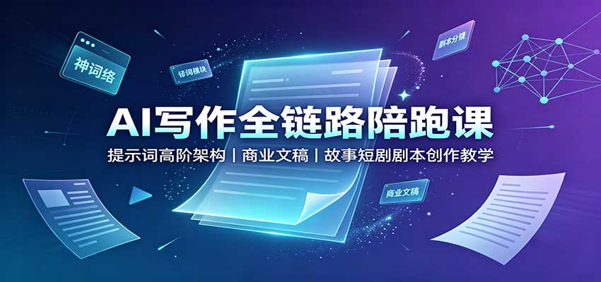 AI写作全链路陪跑课：提示词高阶架构，商业文稿，故事短剧剧本创作教学-轻资本网