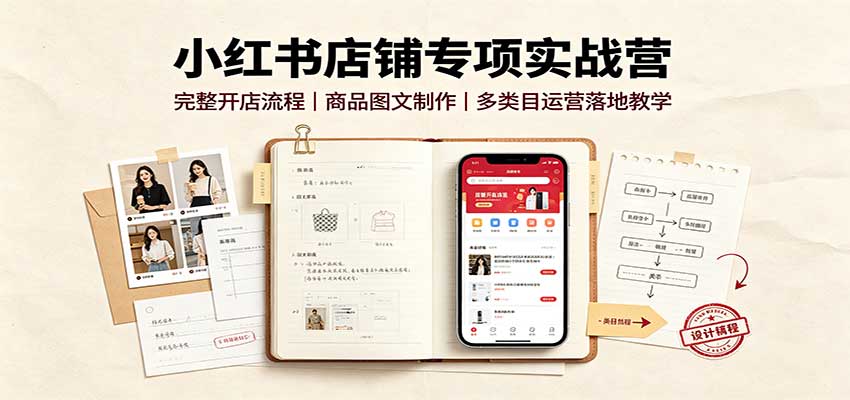 小红书店铺专项实战营：完整开店流程，商品图文制作，多类目运营落地教学-轻资本网