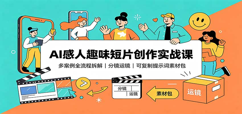 AI感人趣味短片创作实战课：多案例全流程拆解，分镜运镜，可复制提示词素材包-轻资本网