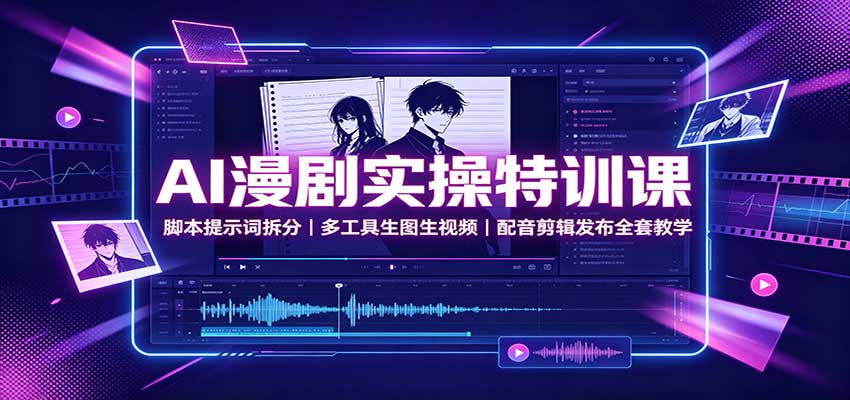 AI漫剧实操特训课：脚本提示词拆分，多工具生图生视频，配音剪辑发布全套教学-轻资本网