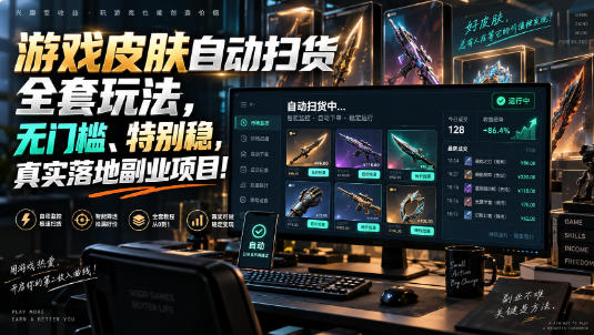 游戏皮肤自动扫货全套玩法，无门槛、特别稳，真实落地副业项目！【揭秘】-轻资本网