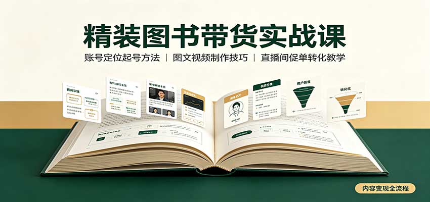 精装图书带货实战课：账号定位起号方法，图文视频制作，促单转化教学-轻资本网