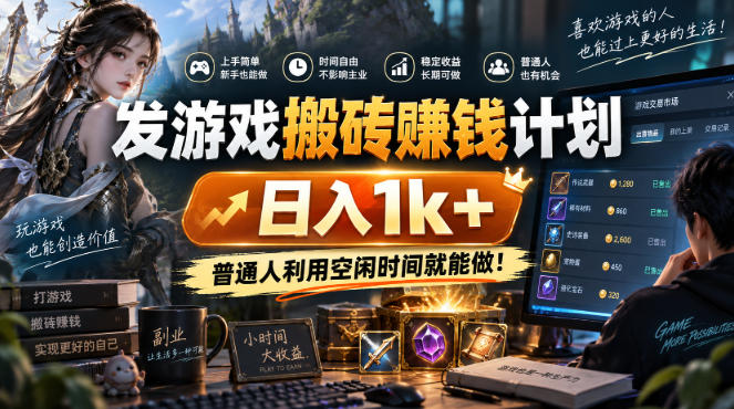 发游戏搬砖賺钱计划，日入1k+，普通人利用空闲时间就能做！【揭秘】-轻资本网