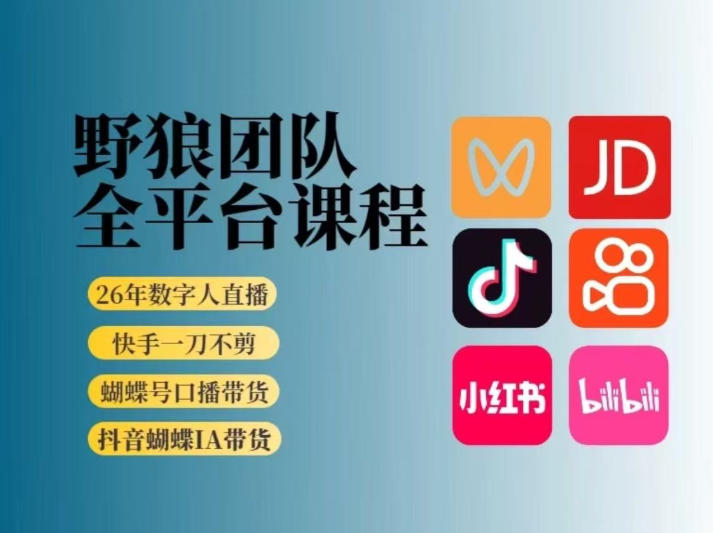 野狼团队2026新版全平台短视频带货教学，打开流量突破口，开始Ai带货(更新0913)-轻资本网
