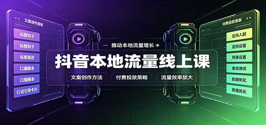 抖音本地流量线上课：账号搭建拍摄剪辑，文案创作与付费投放教学-轻资本网