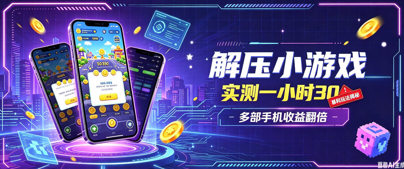 小游戏全流程玩法，实测一小时搞30，简单无脑解压，当天做当天就能看到进账，直接冲就行【揭秘】-轻资本网