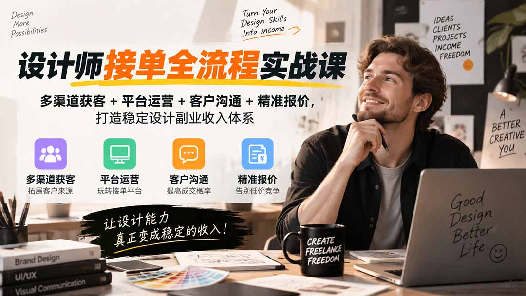设计师接单全流程实战课-无水印｜多渠道获客+平台运营+客户沟通+精准报价，打造稳定设计副业收入体系-轻资本网