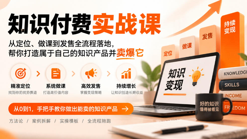知识付费实战课：从定位、做课到发售全流程落地，帮你打造属于自己的知识产品并卖爆它-轻资本网