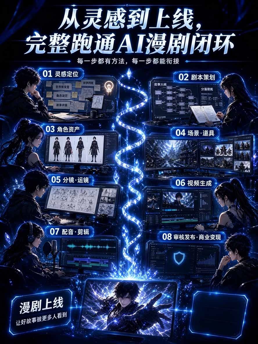 图片[2]-【无水印】2026AI漫剧创作与商业变现掘金营：打通选题→AI编剧→角色场景→自动分镜→视频生成→剪辑发布→运营变现-轻资本网
