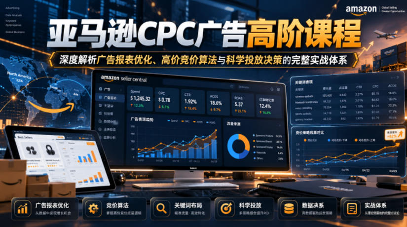 亚马逊CPC广告高阶课程，深度解析广告报表优化、高价竞价算法与科学投放决策的完整实战体系-轻资本网