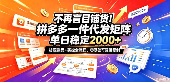 不再盲目铺货！拼多多一件代发矩阵落地攻略，提供优质货源店铺运营全流程，零基础可直接复制-轻资本网