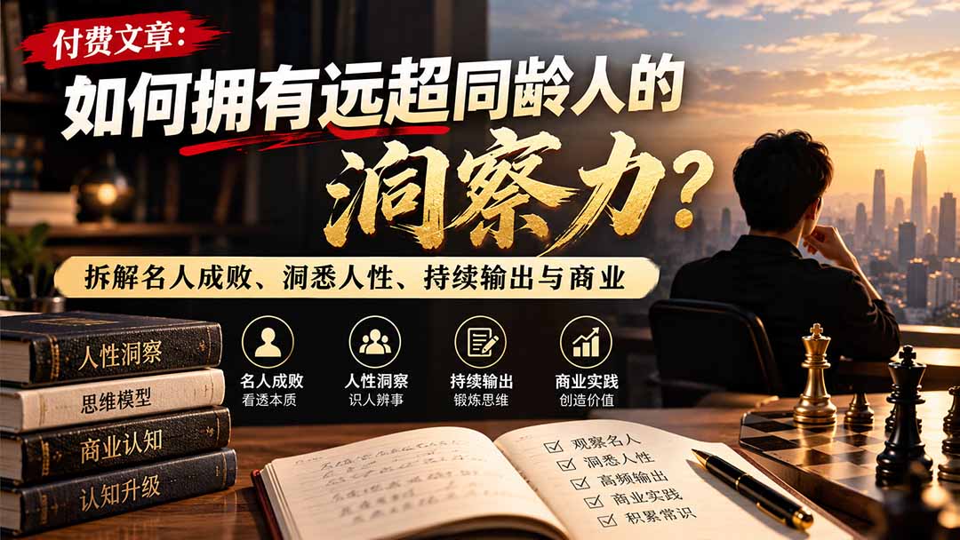 付费文章：如何拥有远超同龄人的洞察力？拆解名人成败、洞悉人性、持续输出与商业实践-轻资本网