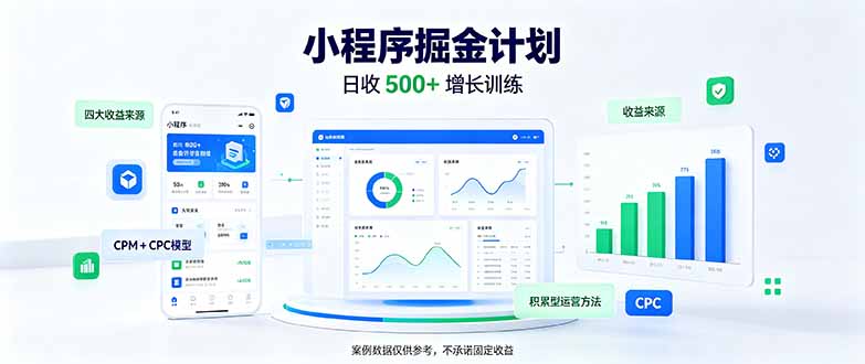 一部手机日入500+，微信小程序掘金计划，四种收入来源，长期稳定可靠-轻资本网