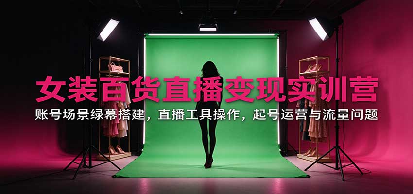 女装百货直播变现实训营：账号场景绿幕搭建，直播工具操作，起号运营与流量问题-轻资本网
