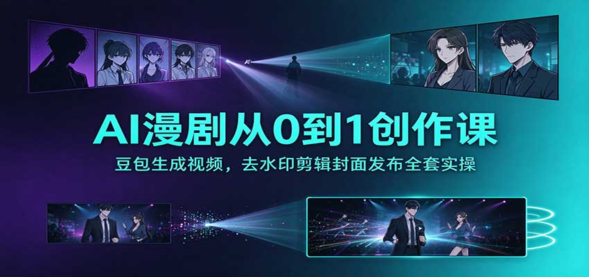 AI漫剧从0到1创作课：豆包生成视频，去水印剪辑封面发布全套实操-轻资本网