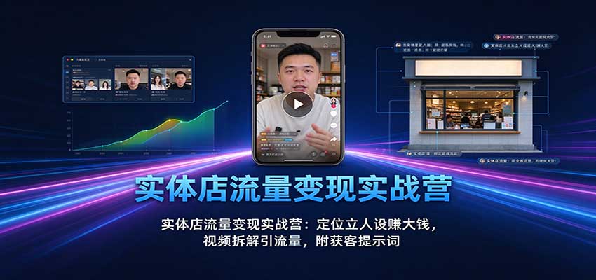 实体店流量变现实战营：定位立人设赚大钱，视频拆解引流量，附获客提示词-轻资本网