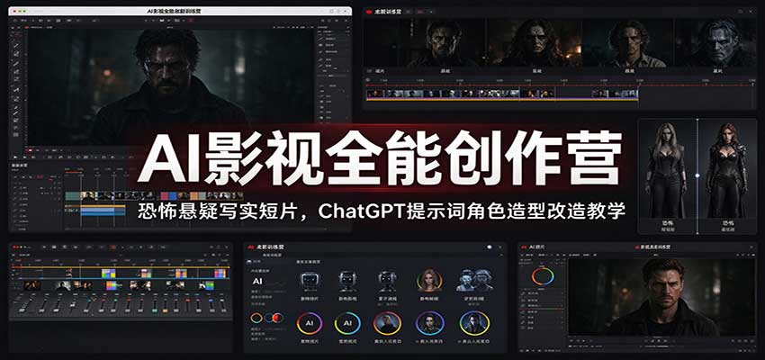 AI影视全能创作营：恐怖悬疑写实短片，ChatGPT提示词角色造型改造教学-轻资本网