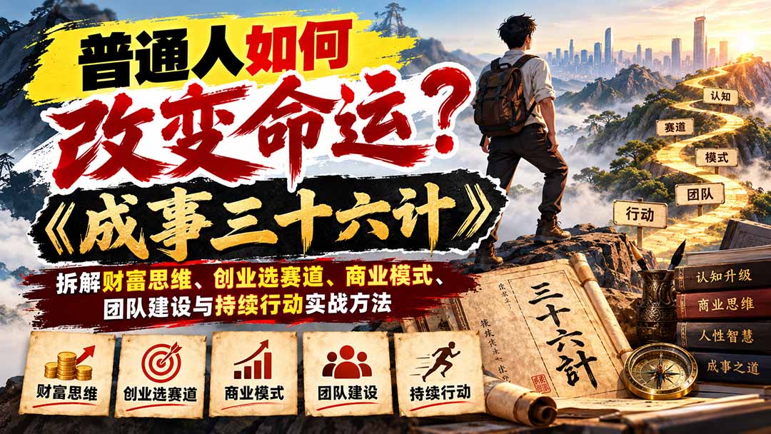 普通人如何改变命运？《成事三十六计》拆解财富思维、创业选赛道、商业模式、团队建设与持续行动实战方法-轻资本网