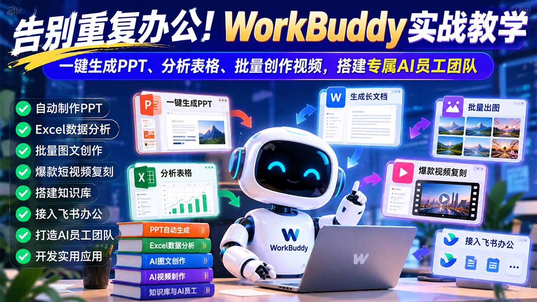 告别重复办公！WorkBuddy实战教学：一键生成PPT、分析表格、批量创作视频，搭建专属AI员工团队-轻资本网