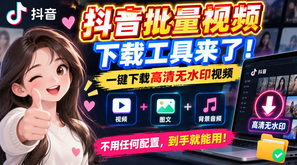 抖音批量视频下载工具，一键下载高清无水印视频，到手就能用-轻资本网