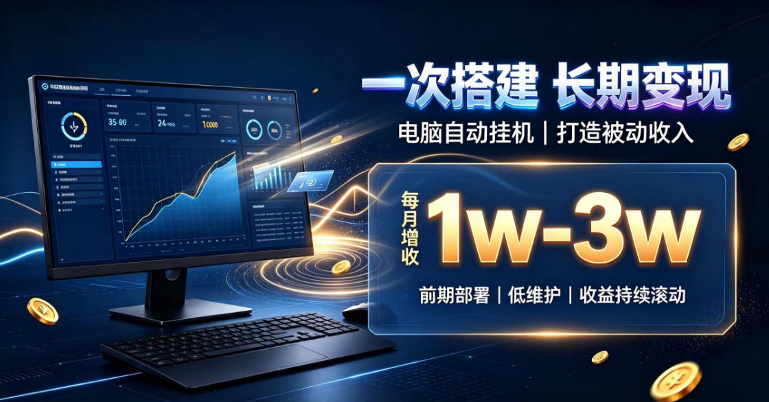 一份投入长期收益，电脑自动挂G类目，搭建被动收入每月增收1w-3w【揭秘】-轻资本网