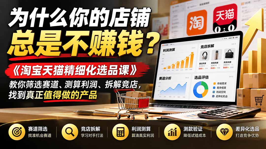 为什么你的店铺总是不赚钱？《淘宝天猫精细化选品课》教你筛选赛道、测算利润、拆解竞店，找到真正值得做的产品-轻资本网
