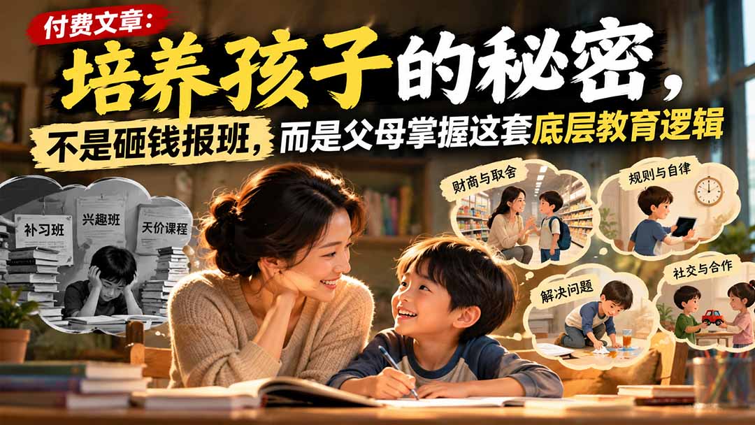 付费文章：培养孩子的秘密，不是砸钱报班，而是父母掌握这套底层教育逻辑-轻资本网