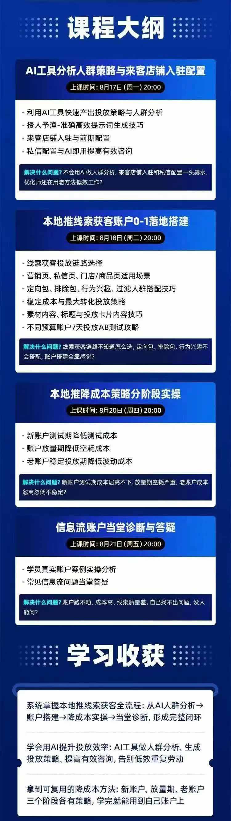 图片[2]-2026巨量AD本地推线索获客全流程实战课-33期更新1027：AI人群分析、账户搭建、7天测试、分阶段降本与投放优化-轻资本网