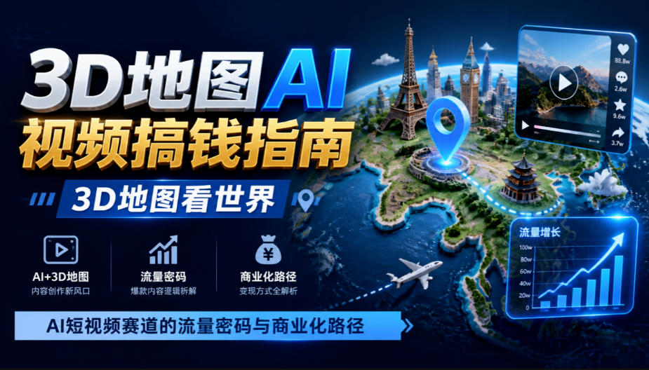 3D地图AI视频搞钱指南，3D地图看世界，AI短视频赛道的流量密码与商业化路径【文档】-轻资本网