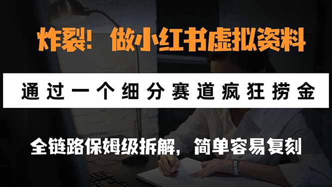 炸裂！做小红书虚拟资料，通过一个细分赛道疯狂捞金，全链路保姆级拆解，简单容易复刻-轻资本网