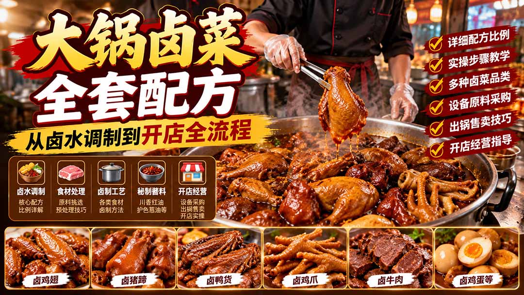 大锅卤菜全套配方，从卤水调制到开店全流程，感觉学会了去摆摊也不错-轻资本网