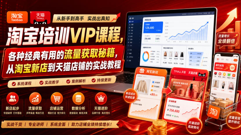 淘宝培训VIP课程，各种经典有用的流量获取秘籍，从淘宝新店到天猫店铺的实战教程(更新10月31日)-轻资本网
