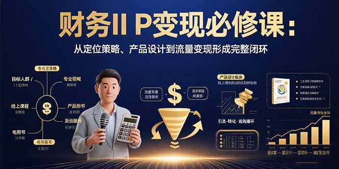 财务IP变现必修课：从定位策略、产品设计到流量变现形成完整闭环-轻资本网