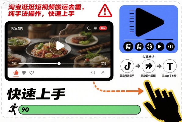 淘宝逛逛短视频搬运去重，纯手法操作，快速上手-轻资本网