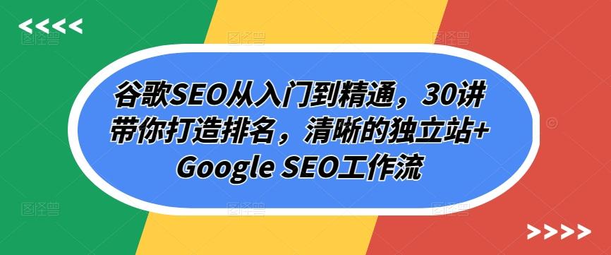 谷歌SEO从入门到精通，30讲带你打造排名，清晰的独立站+Google SEO工作流-轻资本网