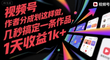 视频号创作者分成计划这样做，几秒搞定一条作品，1天收益1k+【揭秘】-轻资本网