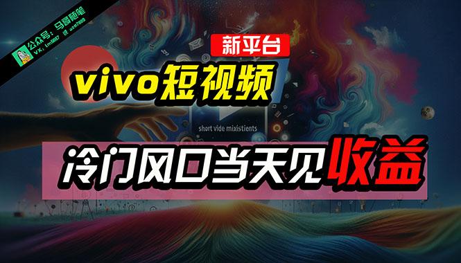 全新平台vivo短视频，新风口AI混剪无脑搬运，冷门风口当天见收益，7天…-轻资本网