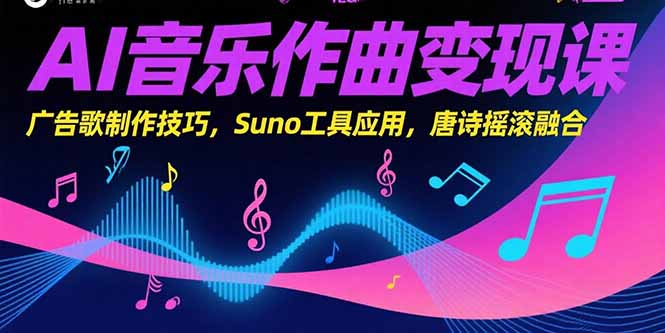 AI音乐作曲变现课，广告歌制作技巧，Suno工具应用，唐诗摇滚融合-轻资本网