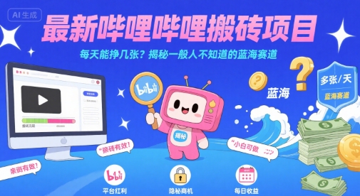 最新哔哩哔哩上B站搬砖项目，每天能挣几张？揭秘一般人不知道的蓝海赛道-轻资本网