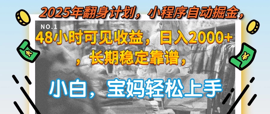 2025年翻身计划，小程序自动掘金48小时可见收益，日入2000+，长期稳定…-轻资本网