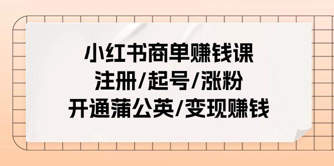 小红书商单赚钱课：注册/起号/涨粉/开通蒲公英/变现赚钱(25节课)-轻资本网