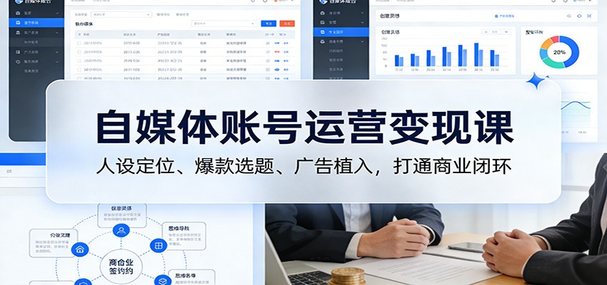 自媒体账号运营变现课：人设定位、爆款选题、广告植入，打通商业闭环-轻资本网