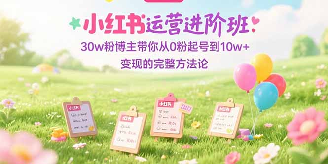 小红书运营进阶班：30w粉博主带你从0粉起号到10w+变现的完整方法论-轻资本网