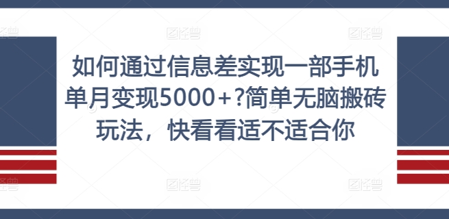 如何通过信息差实现一部手机单月变现5000+?简单无脑搬砖玩法，快看看适不适合你【揭秘】-轻资本网