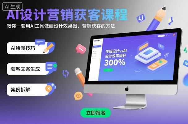 AI设计营销获客课程，教你一套用AI工具做画设计效果图，营销获客的方法-轻资本网