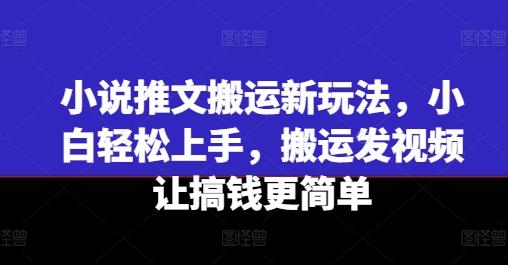 小说推文搬运新玩法，小白轻松上手，搬运发视频让搞钱更简单-轻资本网